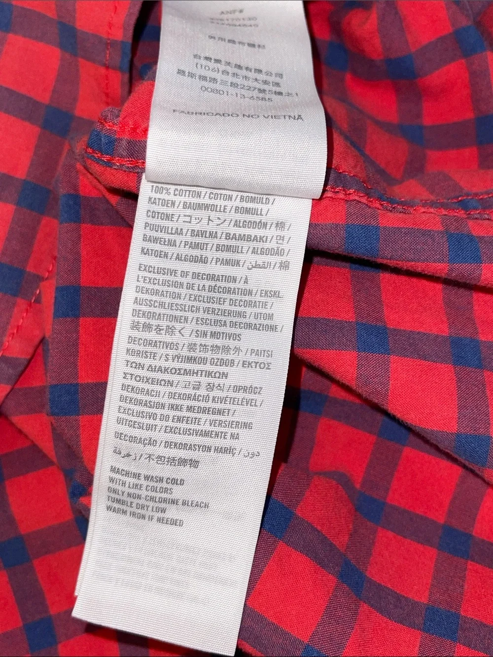 Hollister Red and Navy Plaid Button-Down Shirt